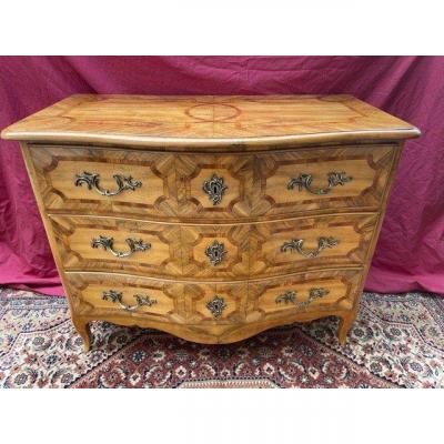 Alsatian Curved Commode XVIII Eme Louis XV Marquetry