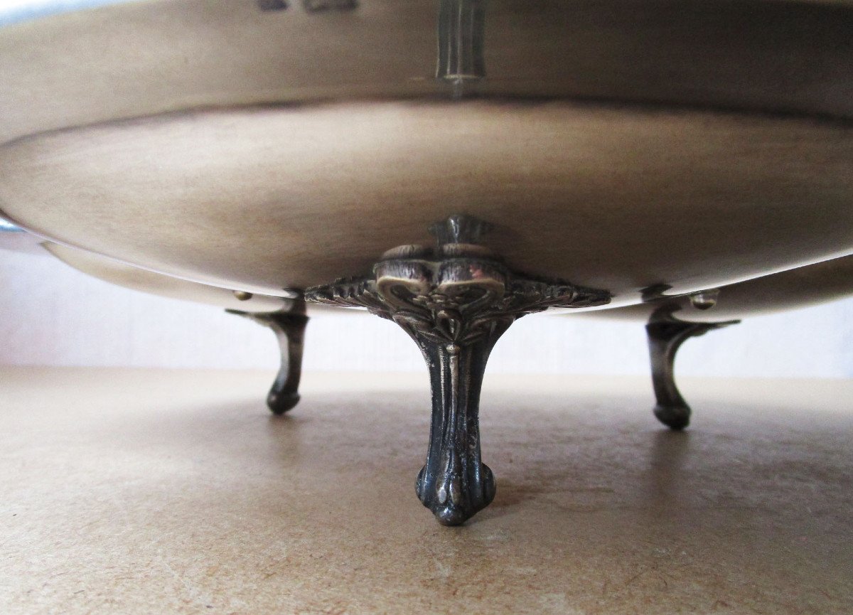 Superbe Serviteur De Table Sur Pied  d'époque XIXe, De Style Louis XV Rocaille En Métal Argenté-photo-7