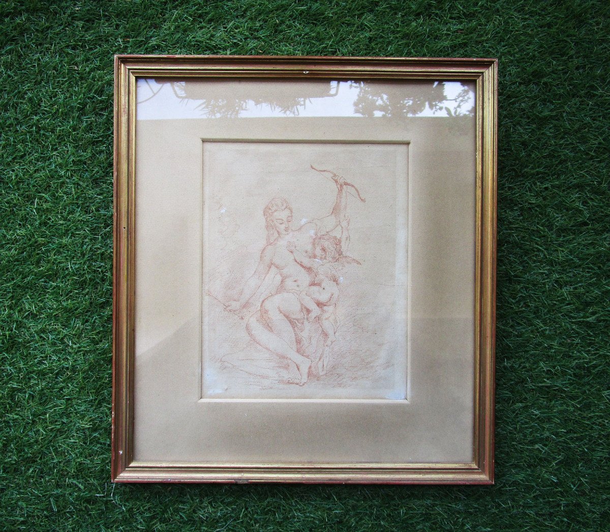 Very Beautiful Drawing In La Sanguine, French School Of The Eighteenth Century, Style Of François Bouchet.-photo-3