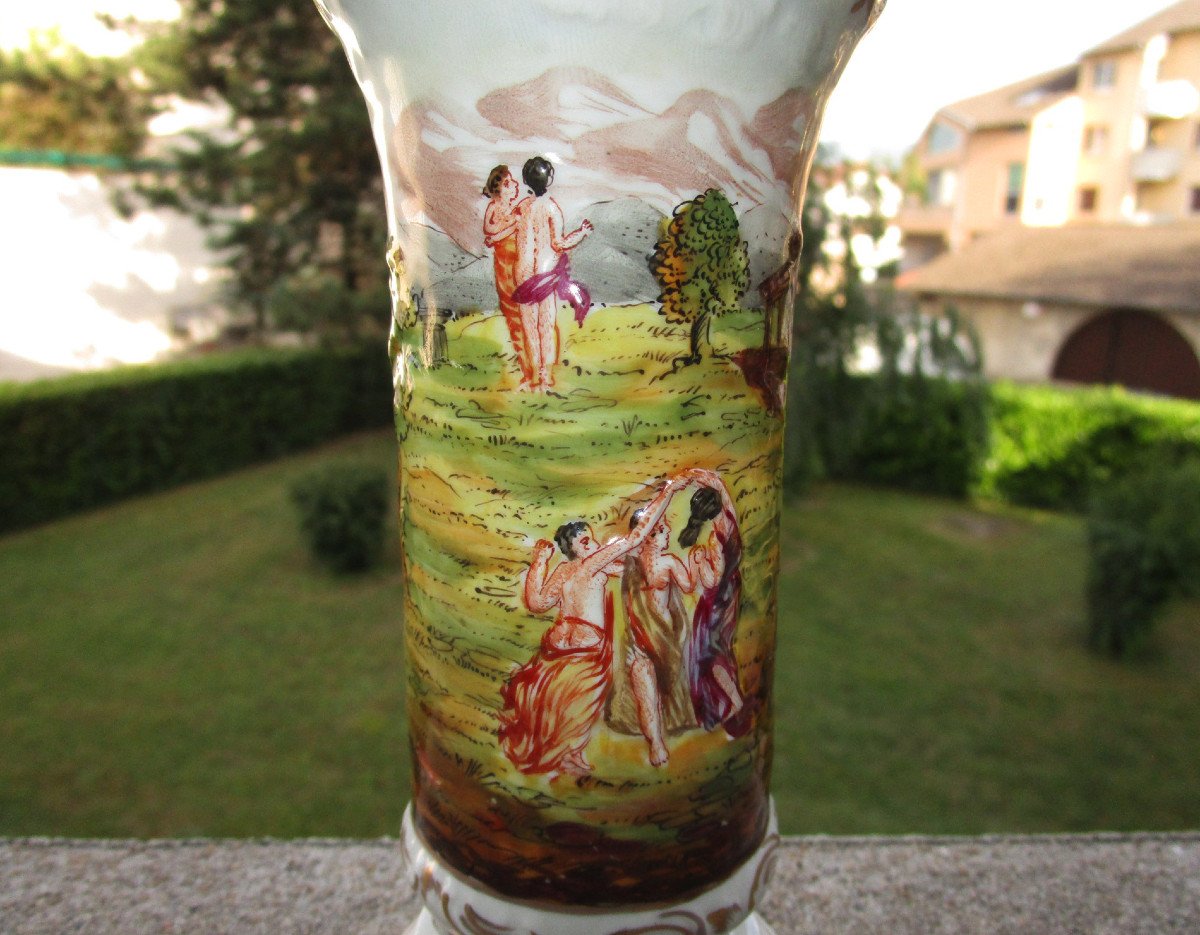 Tr&egrave;s Beau Vase XIXe En Porcelaine De Florence Doccia Ginori XIXe En Parfait &eacute;tat Vers 1860 1880-photo-2