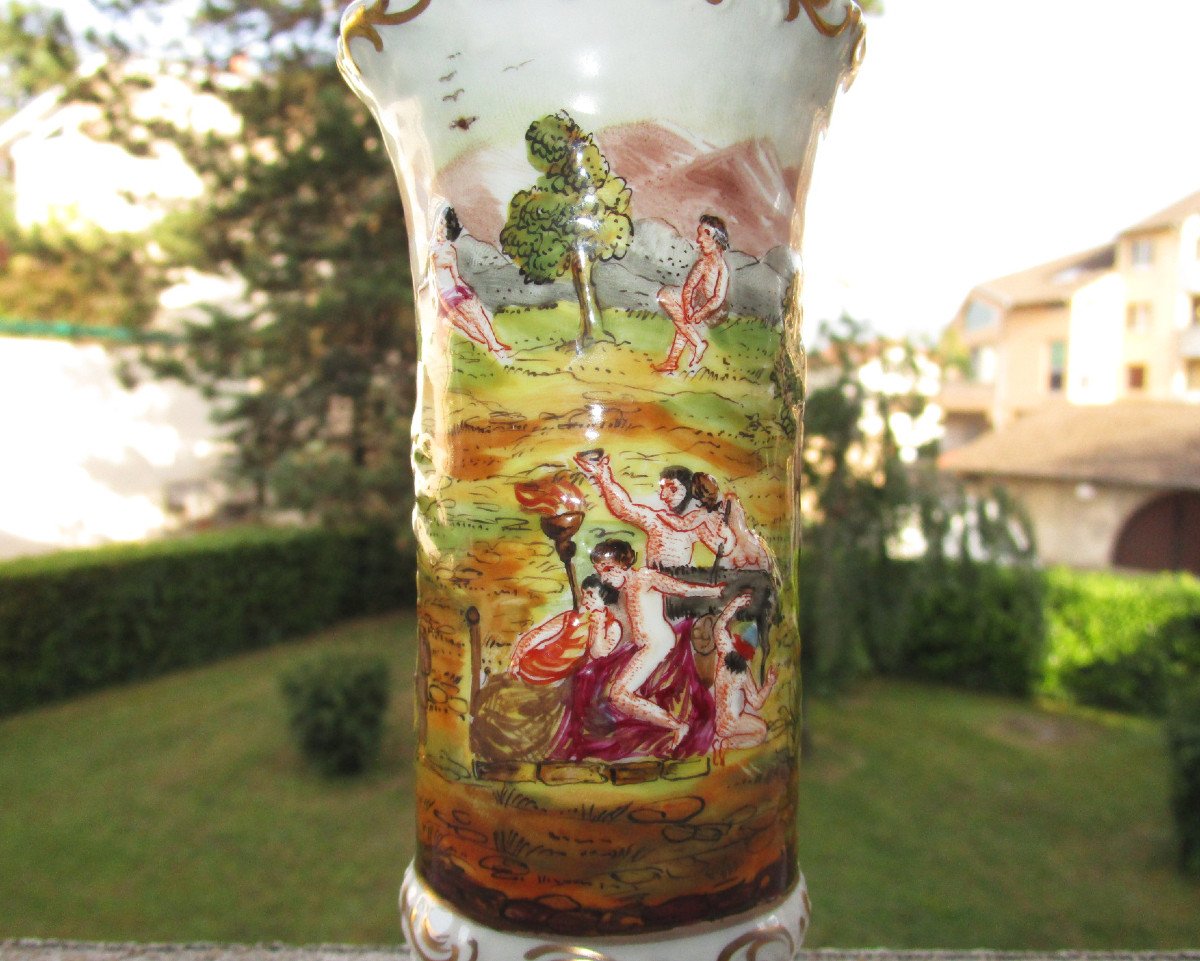 Tr&egrave;s Beau Vase XIXe En Porcelaine De Florence Doccia Ginori XIXe En Parfait &eacute;tat Vers 1860 1880-photo-3