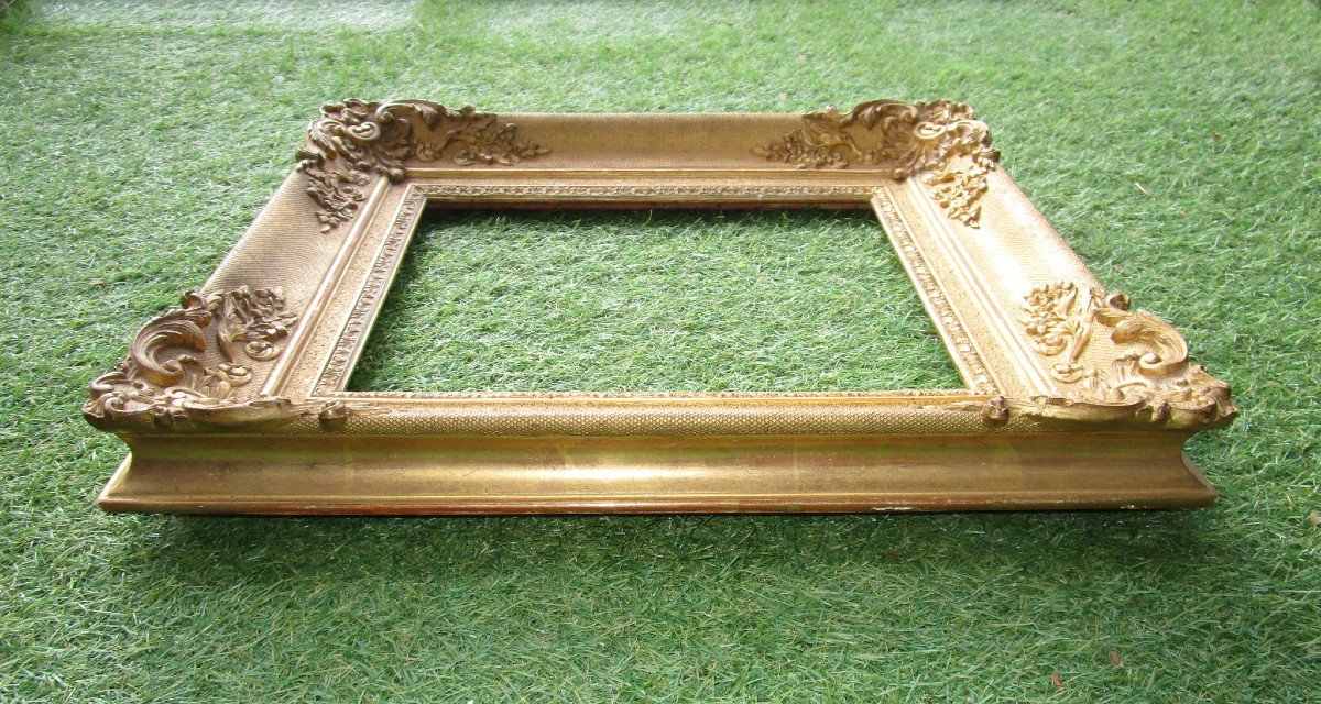 Very Beautiful 19th Century 3f Frame Gilded With Gold Leaf, Louis XV Style, Leaf: 28.2 X 22.5 Cm.-photo-5