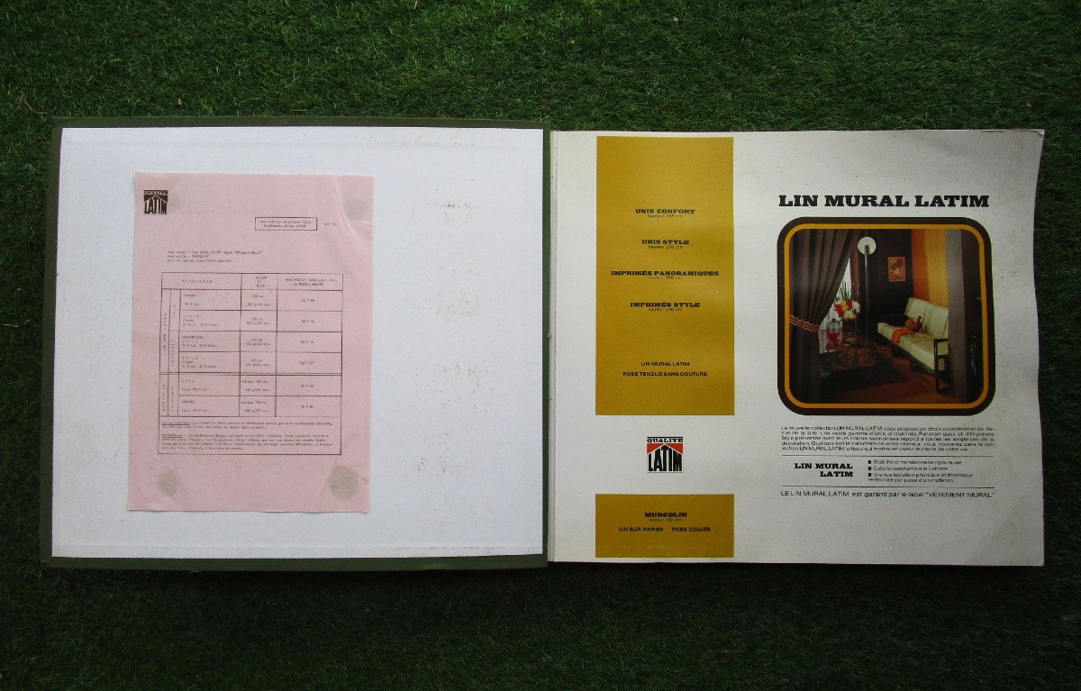 Objet De Curiosité, Amusant Catalogue De Papiers Peints Ancien, Tapisserie 1970, Papier Peint.-photo-3