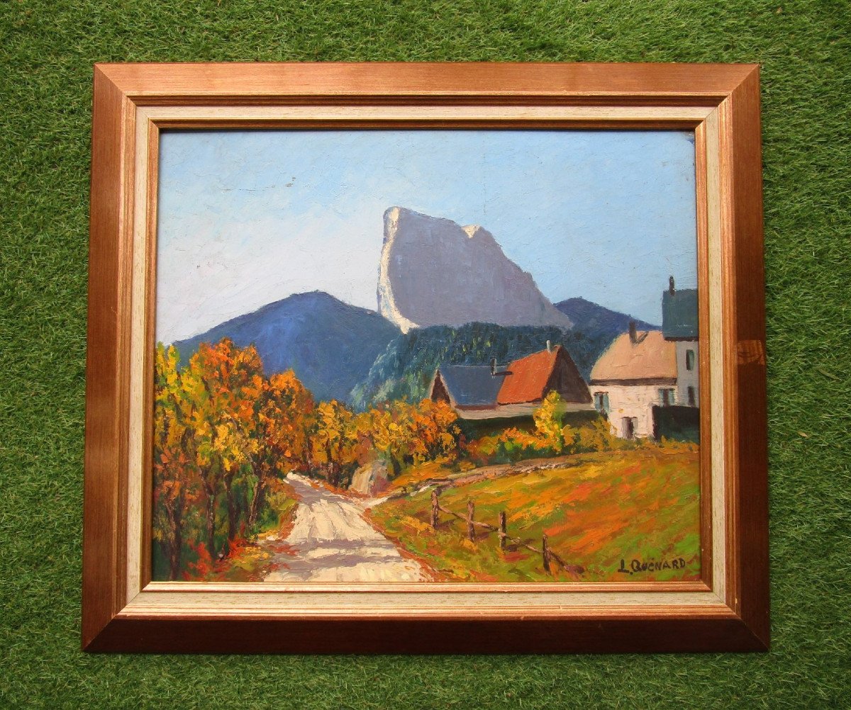 Lucien Qu&eacute;nard Tr&egrave;s Beau Tableau De Montagne Gresse En Vercors La B&acirc;tie Mont Aiguille Grenoble.