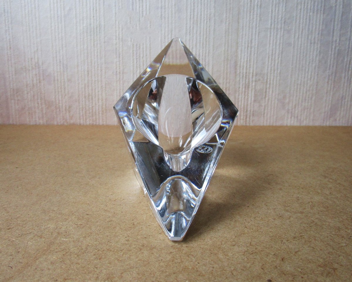 Old Rare Modernist Ashtray Or Tray In Baccarat Crystal Circa 1990 Very Good Condition.-photo-1