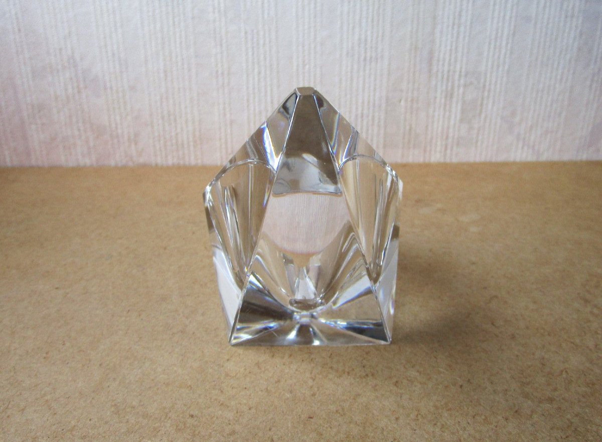 Old Rare Modernist Ashtray Or Tray In Baccarat Crystal Circa 1990 Very Good Condition.-photo-3