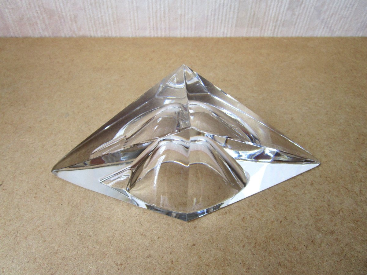 Old Rare Modernist Ashtray Or Tray In Baccarat Crystal Circa 1990 Very Good Condition.-photo-7