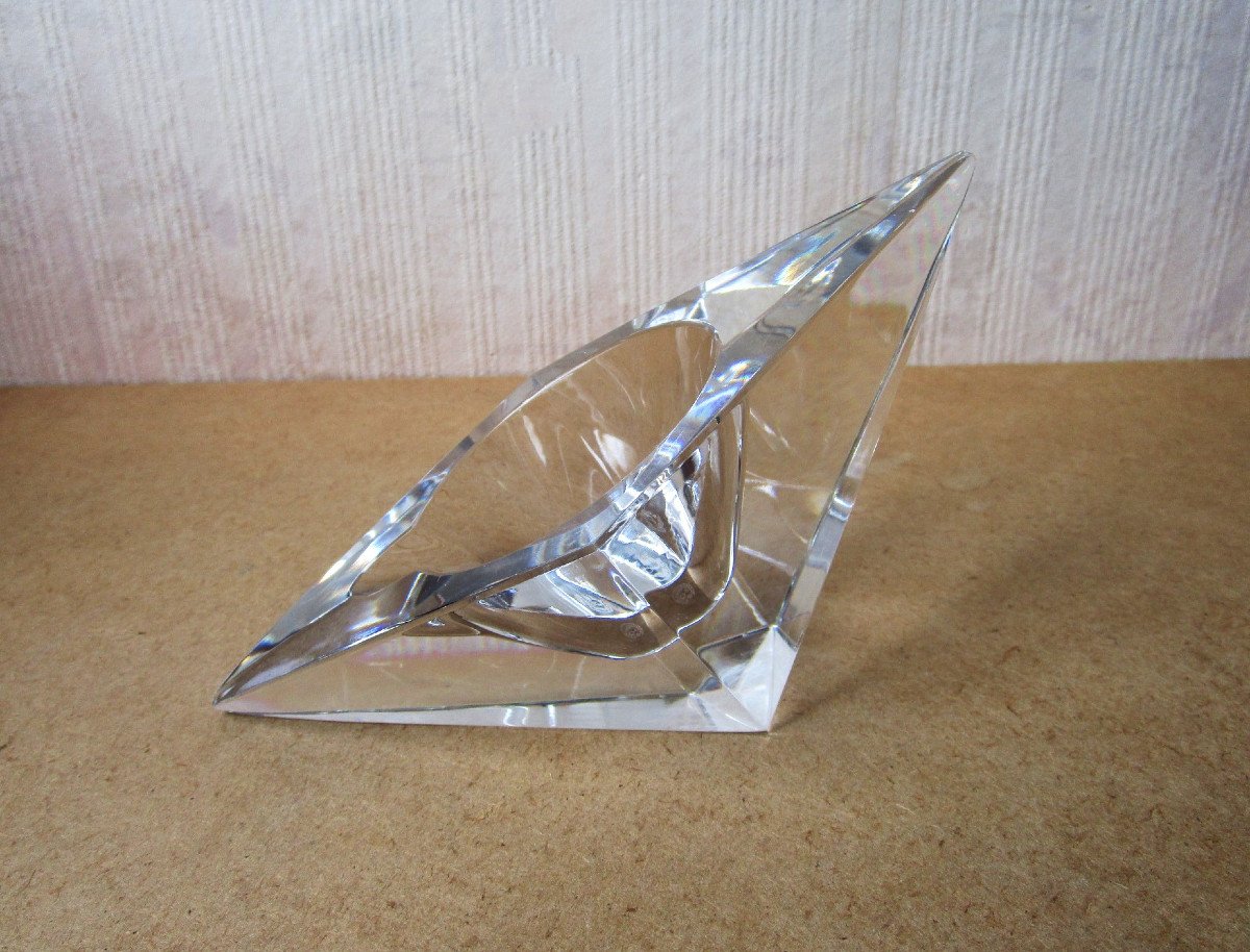 Old Rare Modernist Ashtray Or Tray In Baccarat Crystal Circa 1990 Very Good Condition.