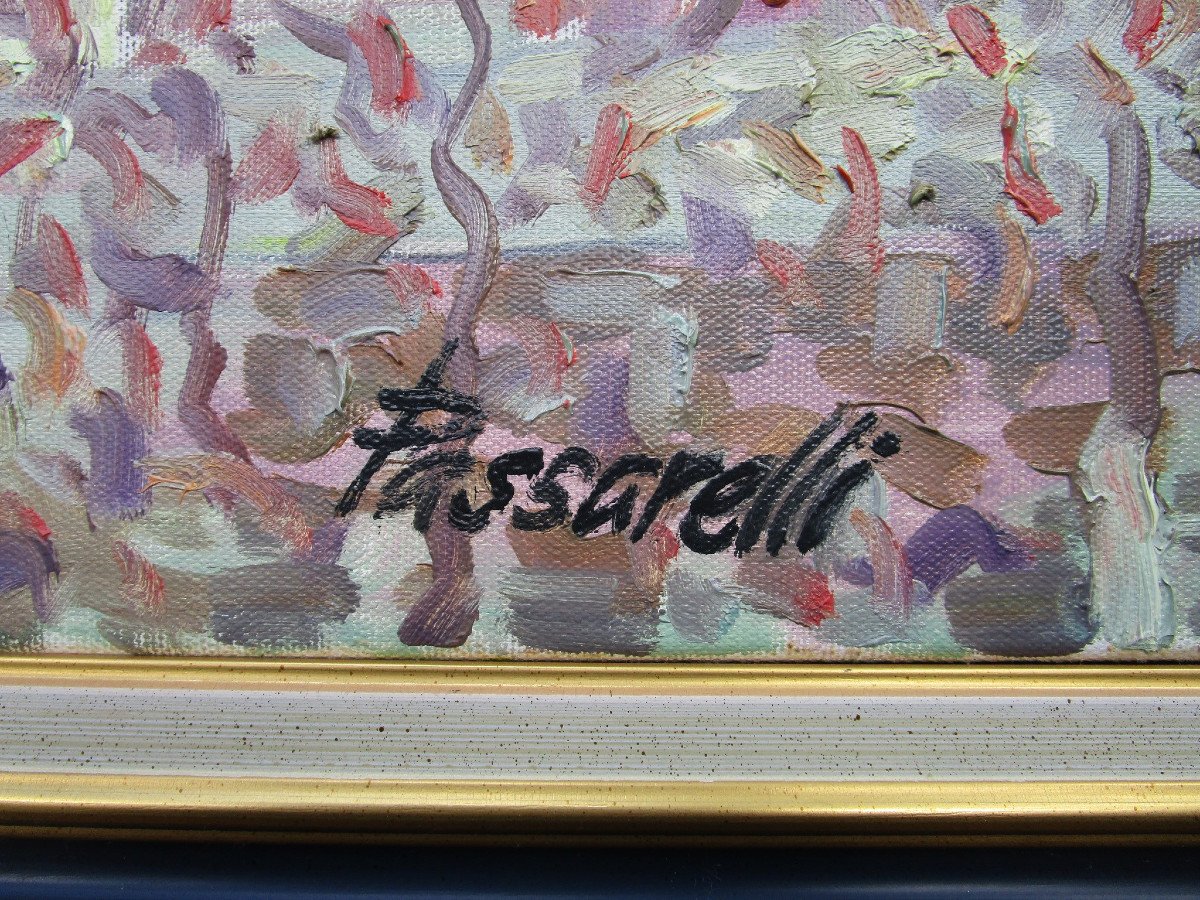 Mario Passarelli, Provencal Painter, Very Beautiful Oil On Canvas, Pointillism Painting, Naive Art-photo-4