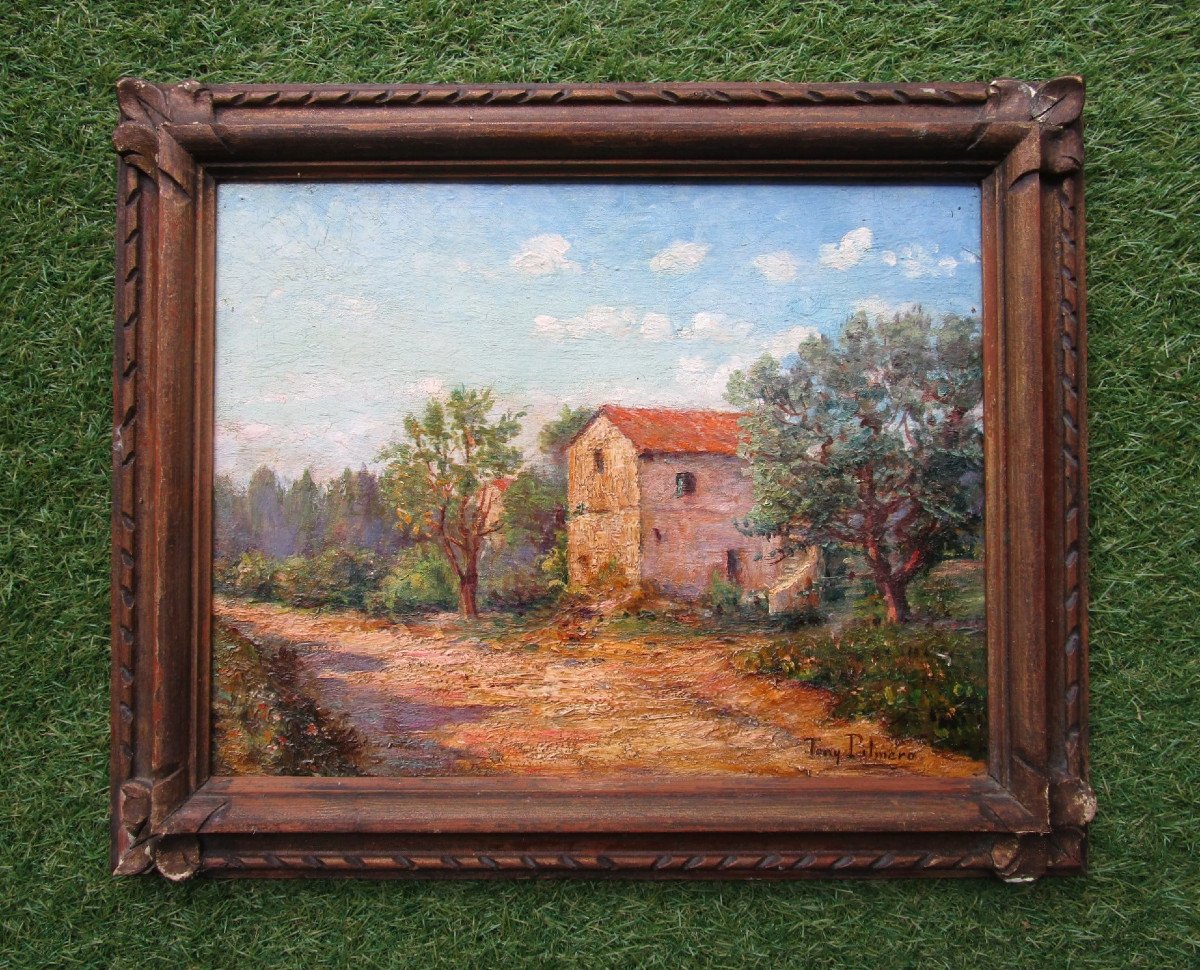 Tony Palmero Very Beautiful Double-sided Painting Signed Around 1920 Provençal Or Italian Landscape Italy