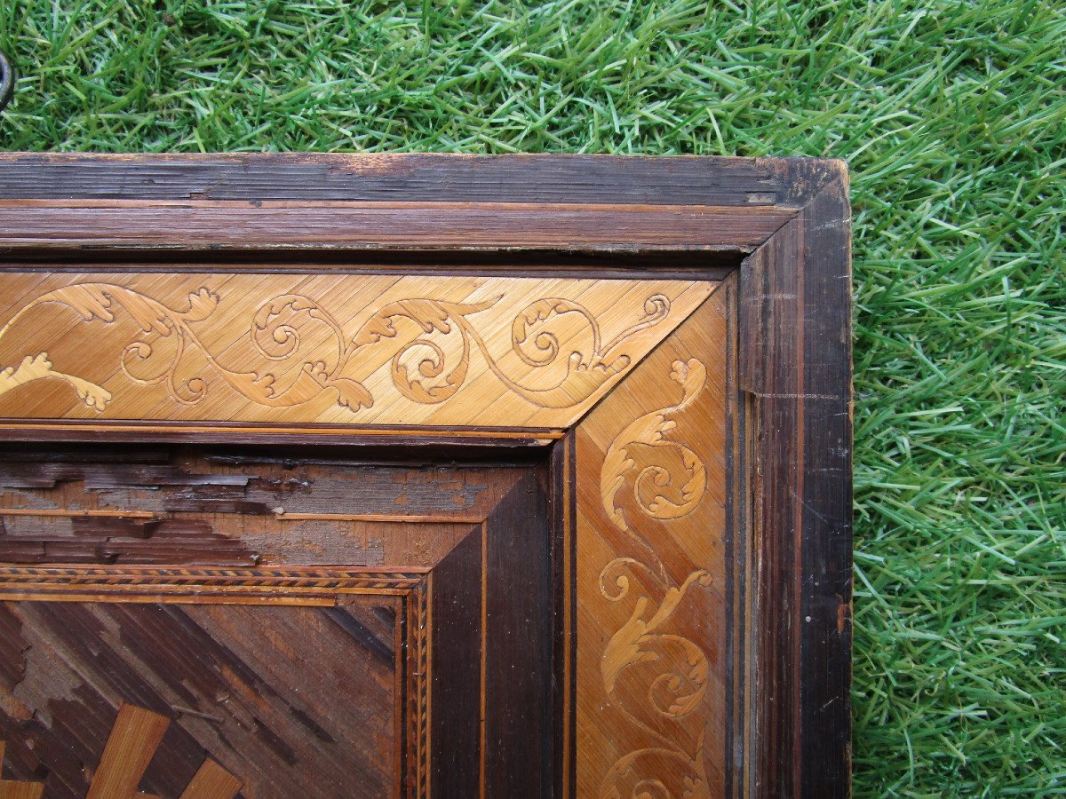 Old Very Beautiful 18th Century Painting In Saint Joseph Straw Marquetry Work By Bagnard Bagne.-photo-4