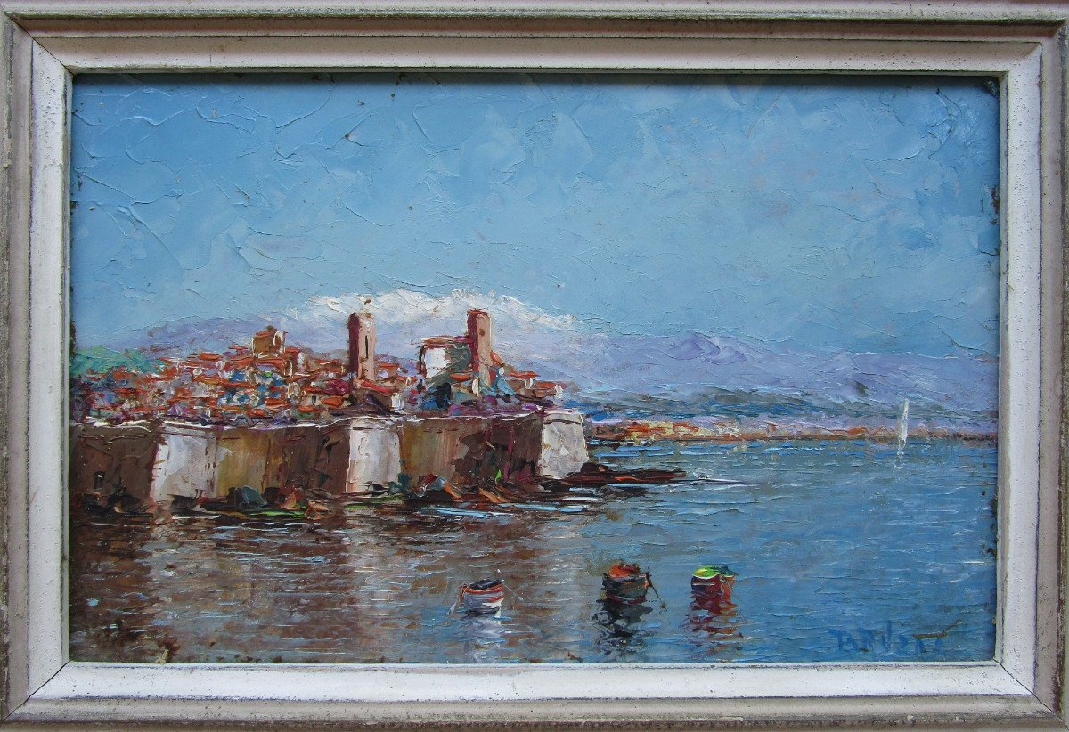 Victor Bruzac Antibes Superb Oil On Hardboard Marine Painting Circa 1940 1950 Golfe-juan Cannes-photo-3