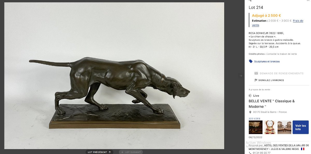 Important Animal Bronze Signed Rosa Bonheur The Pointing Dog Hunting Dog Pointer At Stop-photo-7