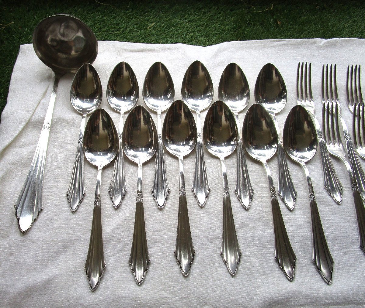 Wmf Cutlery Set, Elegant Fan Model 90 900 Silver Metal, Good Condition 102 Pieces-photo-3