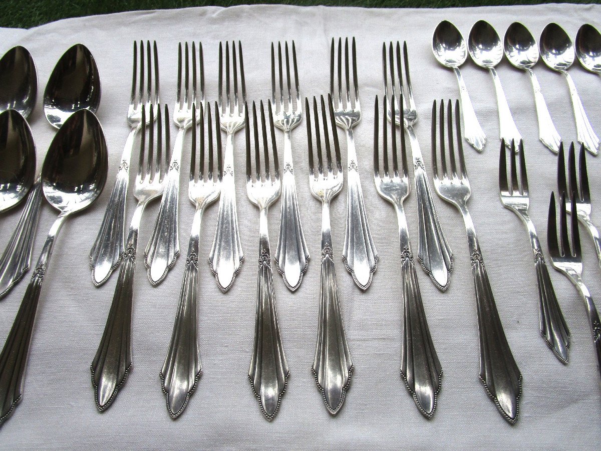 Wmf Cutlery Set, Elegant Fan Model 90 900 Silver Metal, Good Condition 102 Pieces-photo-4