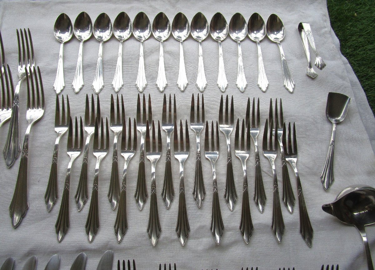 Wmf Cutlery Set, Elegant Fan Model 90 900 Silver Metal, Good Condition 102 Pieces-photo-1