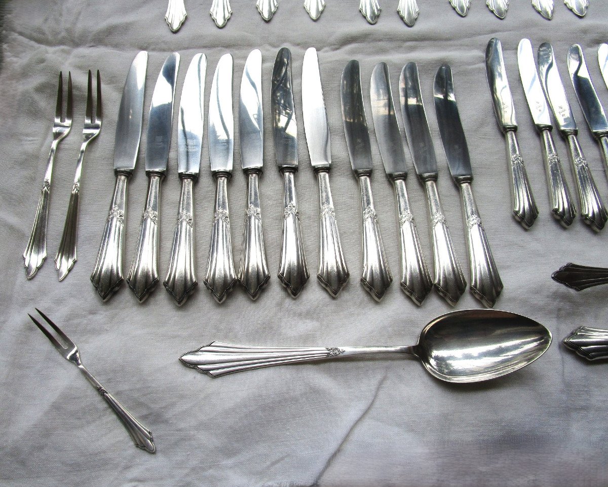 Wmf Cutlery Set, Elegant Fan Model 90 900 Silver Metal, Good Condition 102 Pieces-photo-2