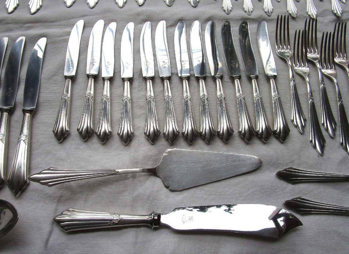 Wmf Cutlery Set, Elegant Fan Model 90 900 Silver Metal, Good Condition 102 Pieces-photo-3