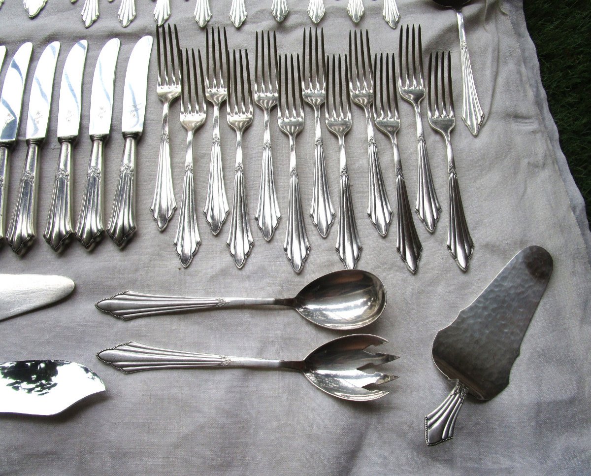 Wmf Cutlery Set, Elegant Fan Model 90 900 Silver Metal, Good Condition 102 Pieces-photo-4