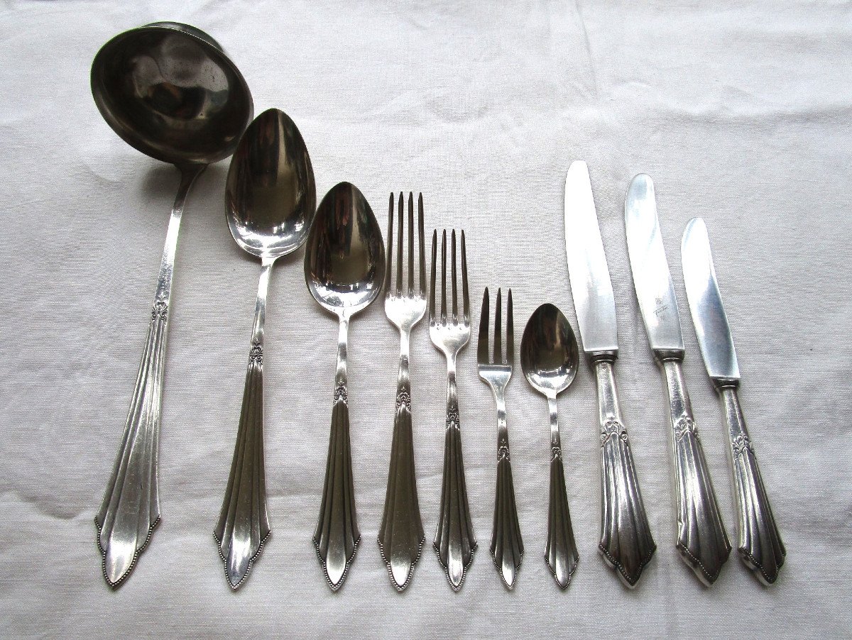 Wmf Cutlery Set, Elegant Fan Model 90 900 Silver Metal, Good Condition 102 Pieces-photo-5