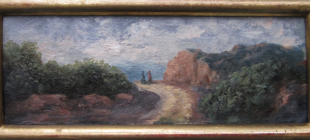 Eugène De Canson, Voiron 1860 Very Beautiful Landscape Miniature Painting Surroundings Of Grenoble Mountain-photo-2