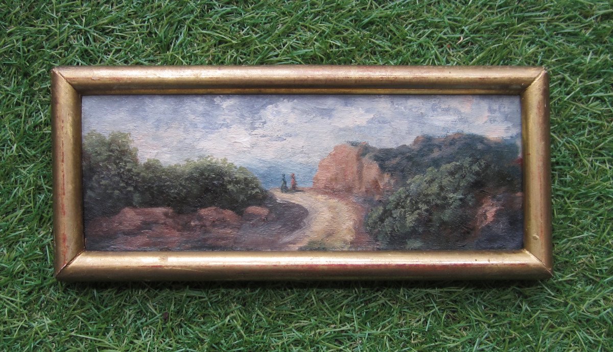 Eugène De Canson, Voiron 1860 Very Beautiful Landscape Miniature Painting Surroundings Of Grenoble Mountain