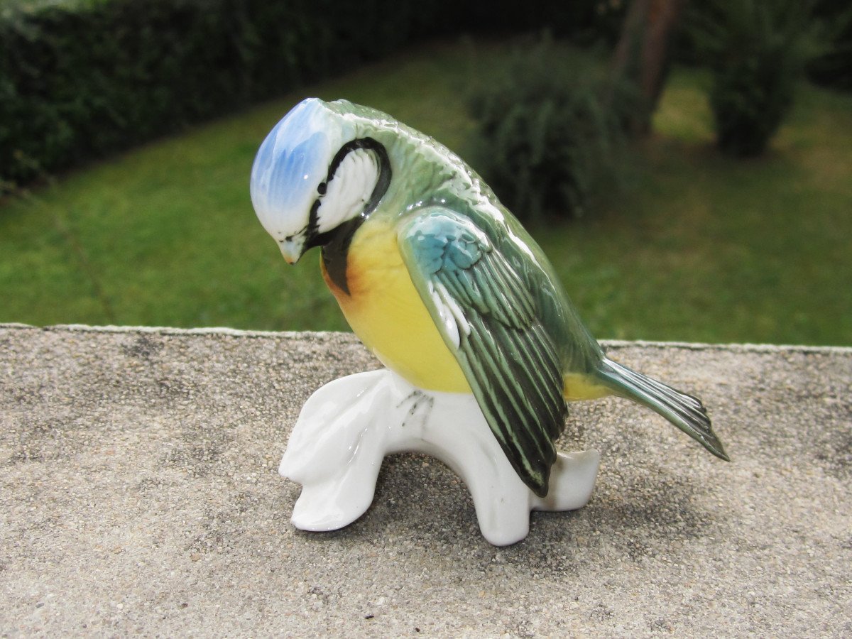 Karl Ens, Mésange Bleue, Très Bel Oiseau En Porcelaine De Saxe, Parfait état.-photo-2