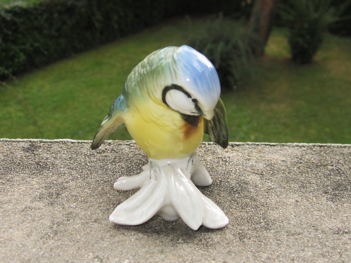 Karl Ens, Mésange Bleue, Très Bel Oiseau En Porcelaine De Saxe, Parfait état.-photo-3