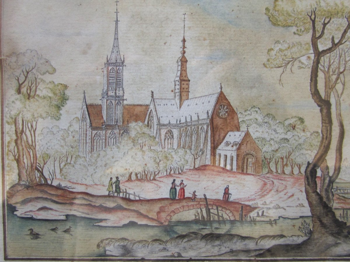 Very Beautiful Watercolor Drawing End Of 18th Century Or Very Early 19th Century Chalon Sur Saône Painting Signed Blouët.-photo-4