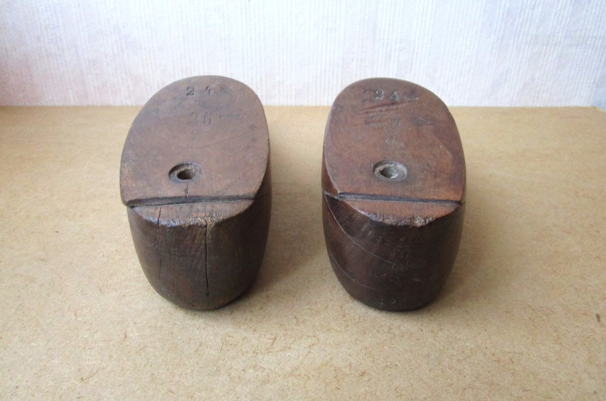 Originale Paire De Formes à Chaussures En Bois Objet Outil De Cordonnier Fin XIXe Ou Début XXe-photo-4