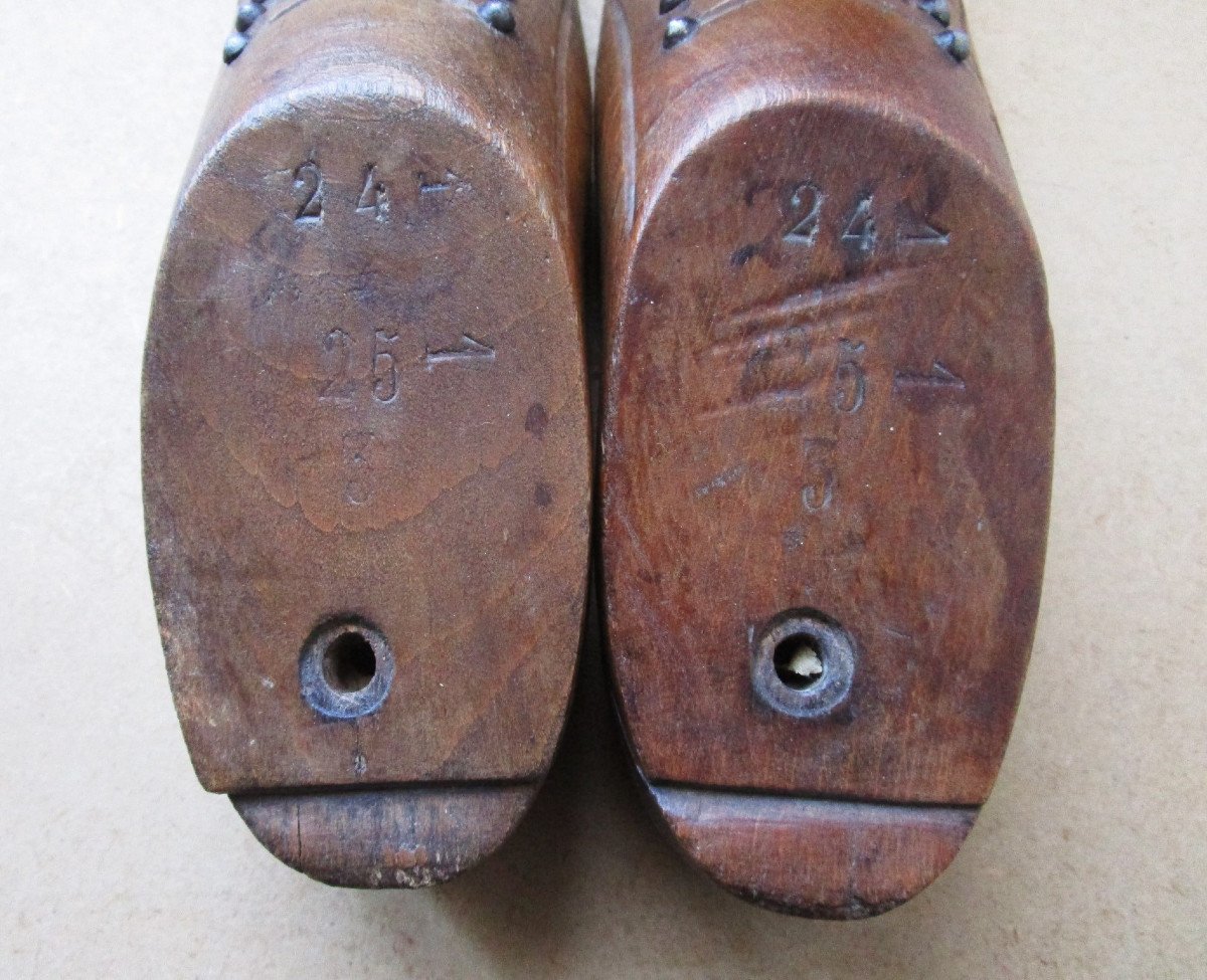 Originale Paire De Formes à Chaussures En Bois Objet Outil De Cordonnier Fin XIXe Ou Début XXe-photo-2