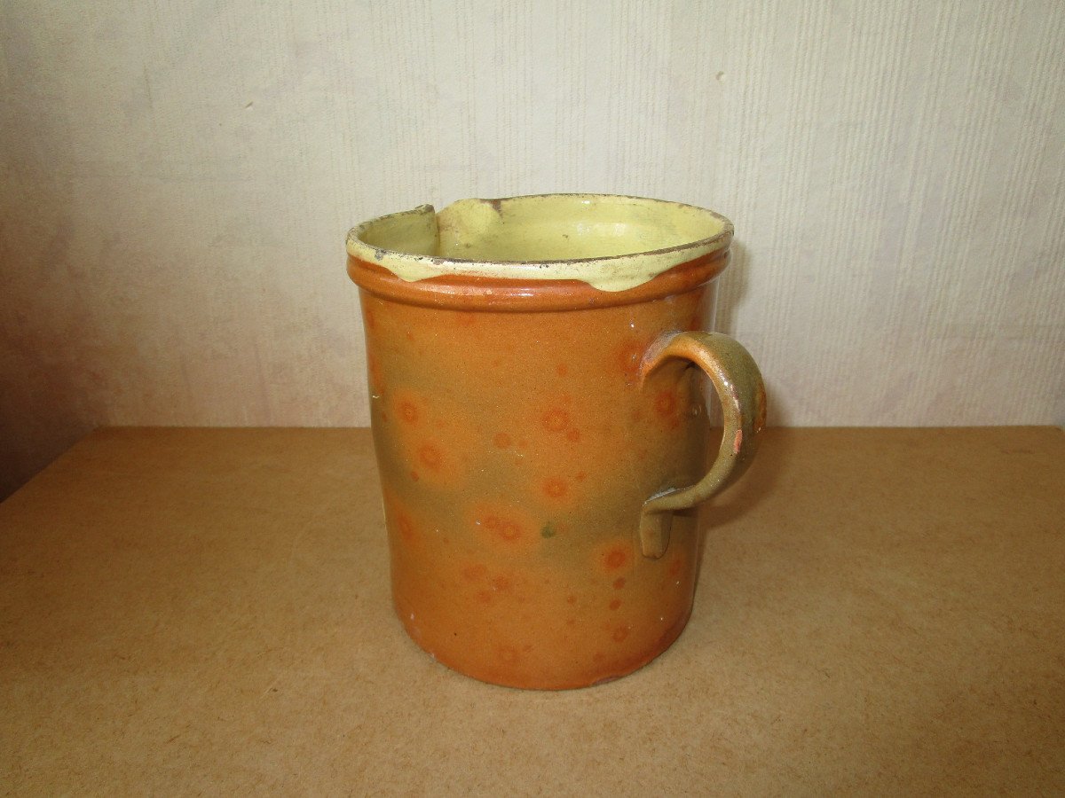 Old Beautiful Large Savoyard Pitcher Or Pot In Glazed Earthenware With Savoy Flower Decor Sispa Style-photo-4