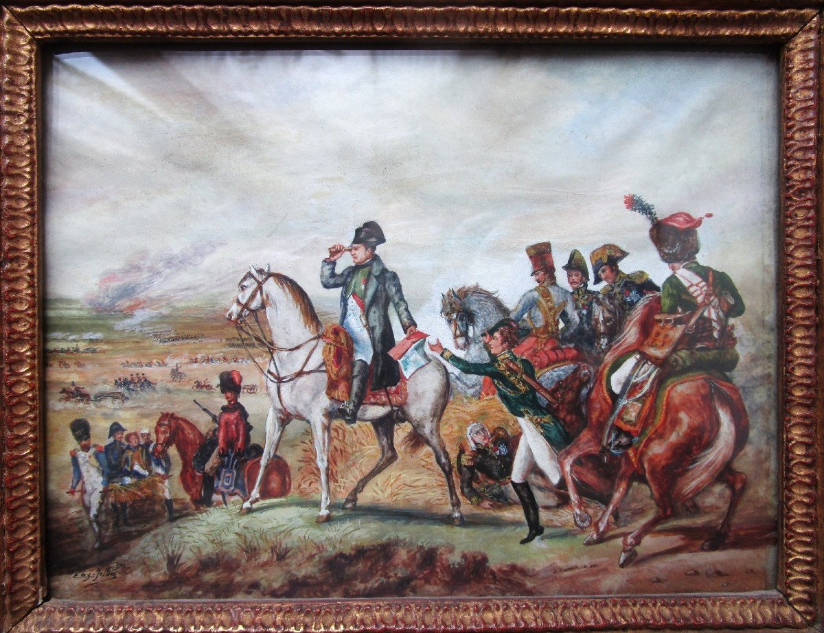 Superb Painting Signed Emy Jalbin Gouache On Vellum Empire Napoleon Bonaparte Period.-photo-2