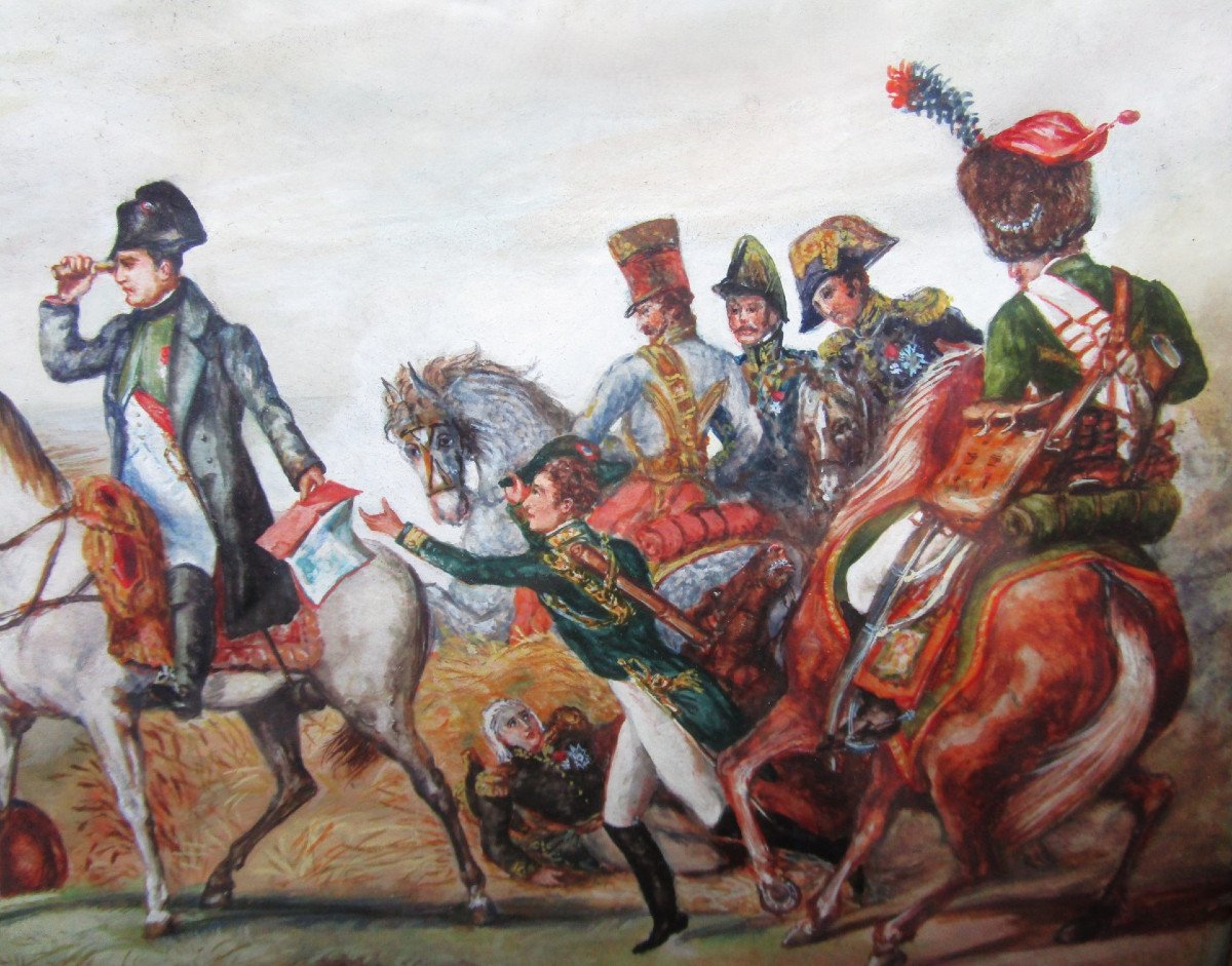 Superb Painting Signed Emy Jalbin Gouache On Vellum Empire Napoleon Bonaparte Period.-photo-1