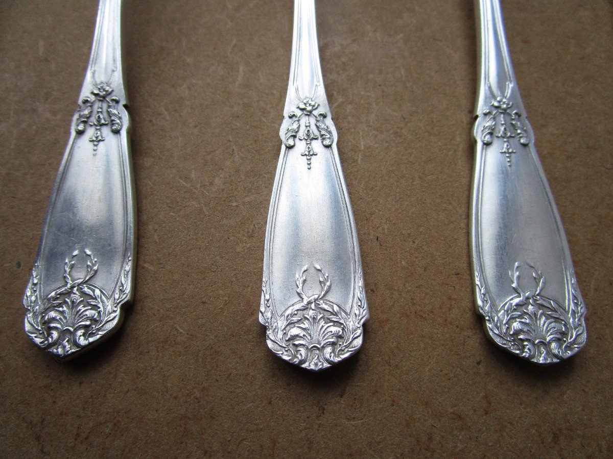 12 Old Silver Metal Ice Cream Spoons Armand Frénais Very Beautiful Decor.-photo-2