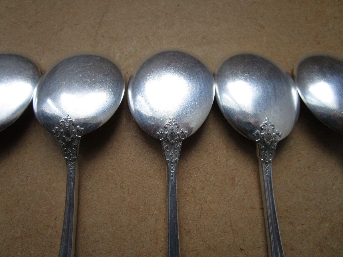 12 Old Silver Metal Ice Cream Spoons Armand Frénais Very Beautiful Decor.-photo-2