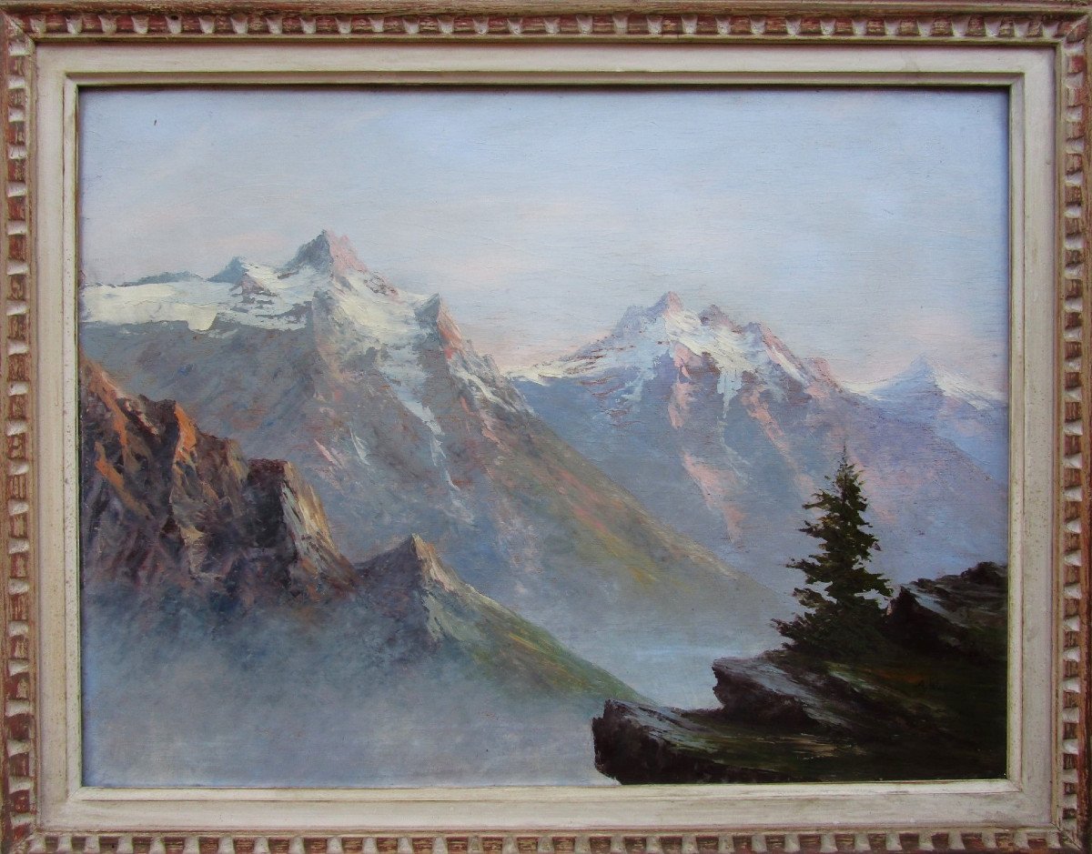 Astrid Walford, Superb Large Signed Mountain Painting, Grenoble Oisans Chartreuse Belledonne.-photo-2