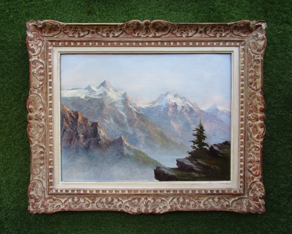 Astrid Walford, Superb Large Signed Mountain Painting, Grenoble Oisans Chartreuse Belledonne.