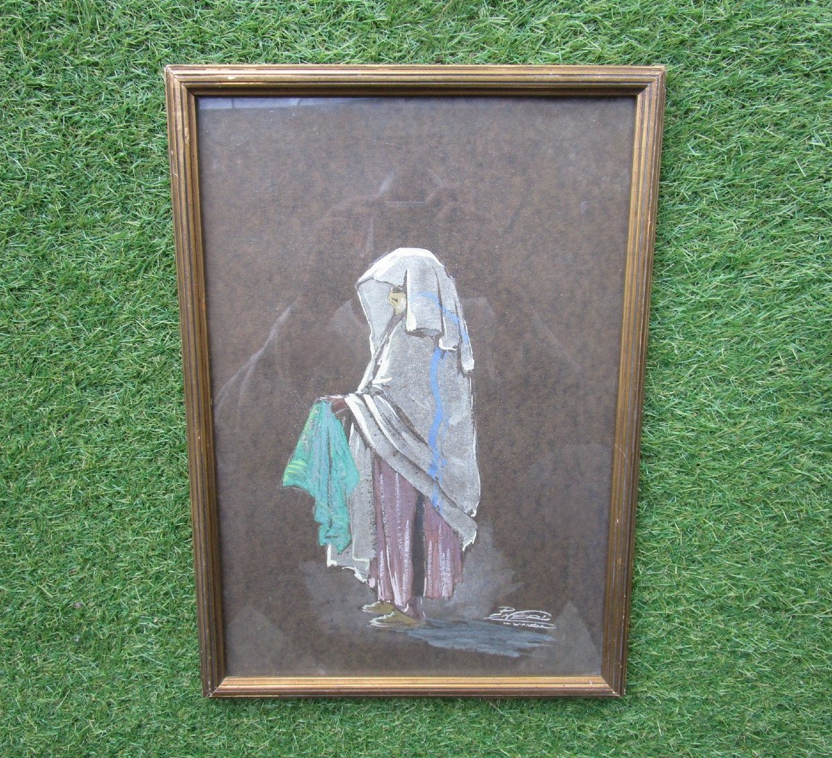 Old Beautiful Orientalist Watercolor, Painting Signed Paul Néri, Framed Under Glass.