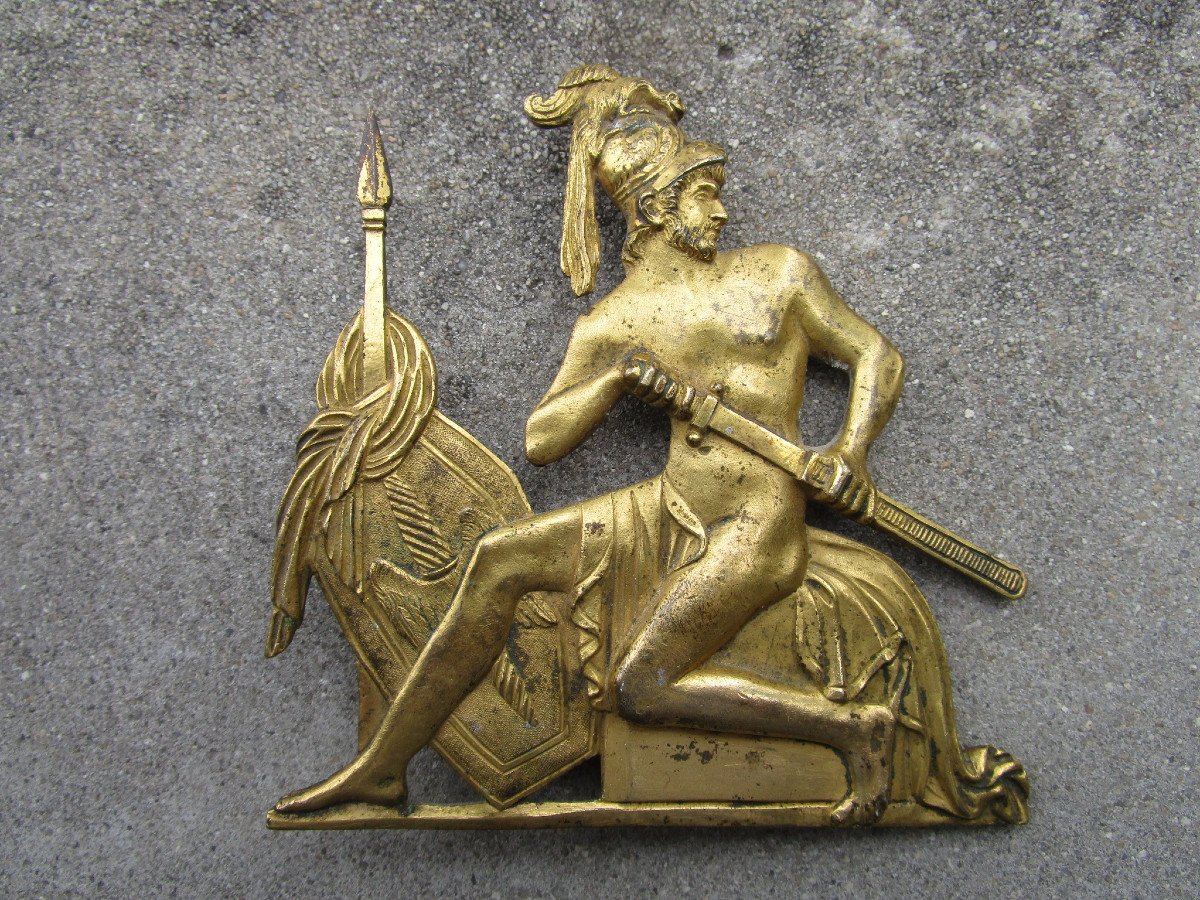 Empire, Old Ornament In Mercury Gilded Bronze, Attribute Element, Allegory Of War.