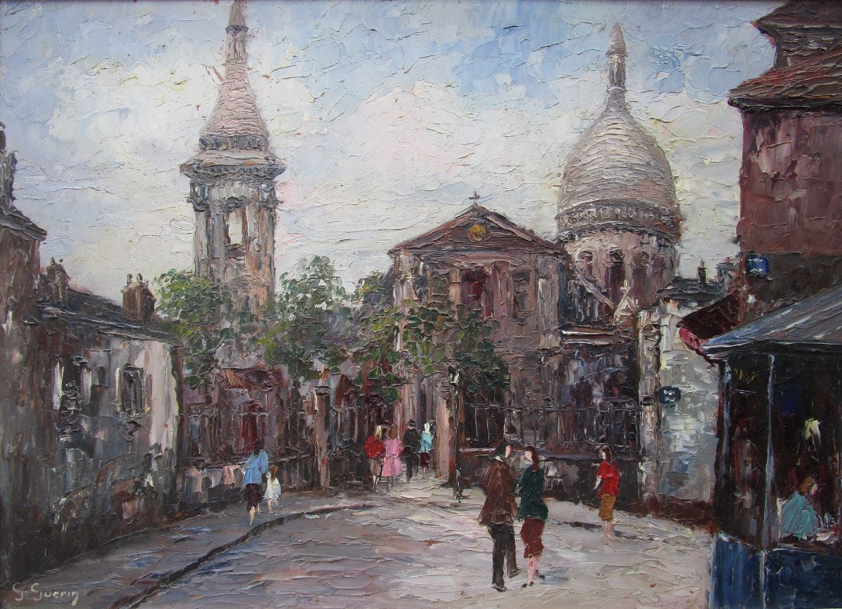 Georges Guérin, Very Beautiful Animated Painting, Saint Pierre De Montmartre Paris, Circa 1940-1950.-photo-3