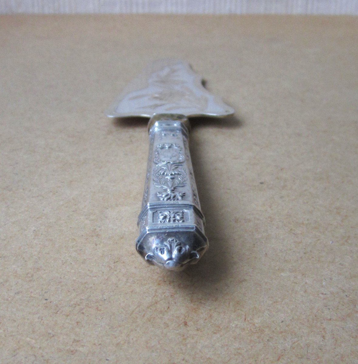 Old Beautiful Cake Or Pie Server In Solid Silver And Vermeil With Its Box.-photo-6