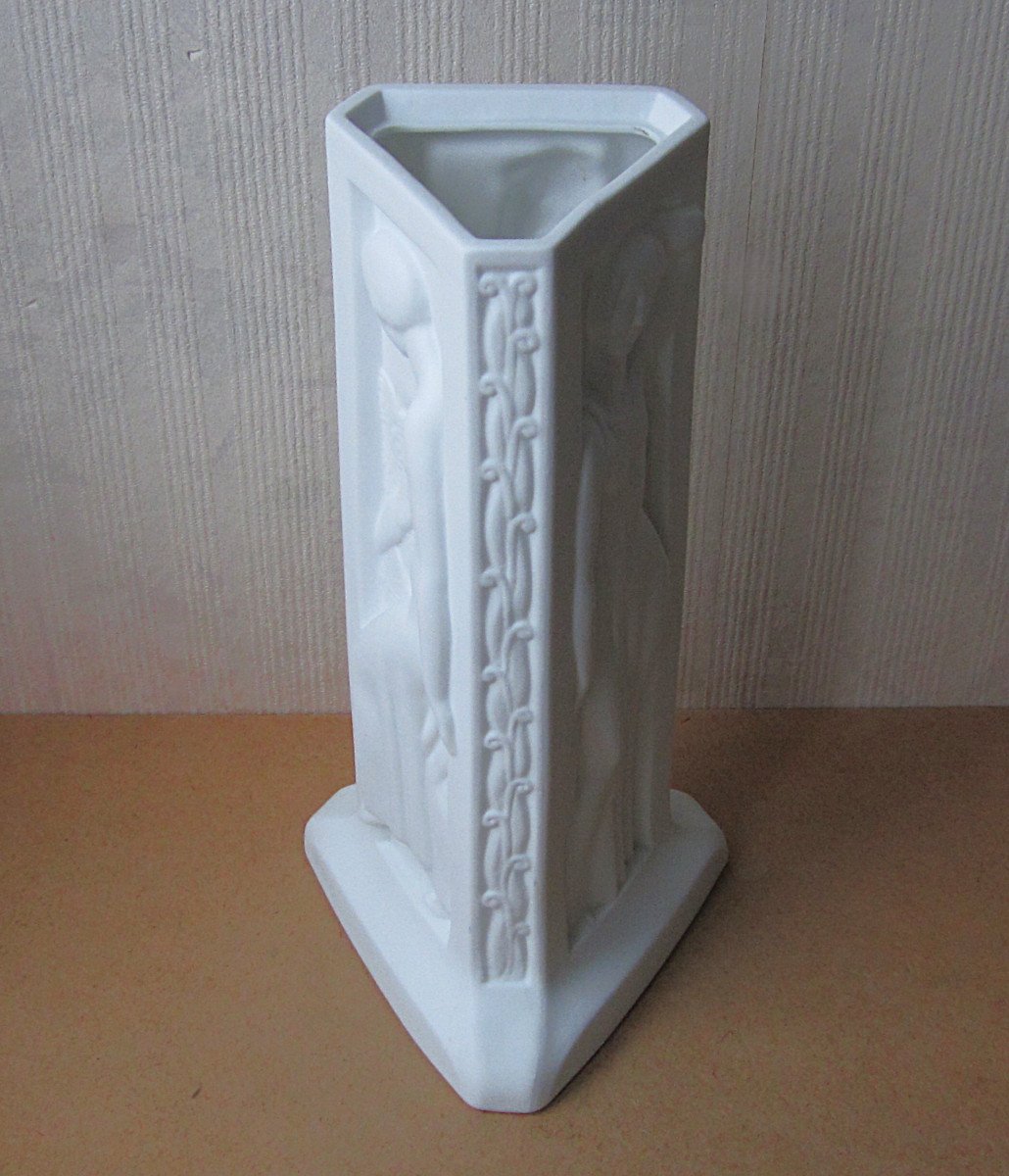 Porcelain Biscuit Lithophane Lamp Base Art Deco Women Night Light Spare Part.-photo-2