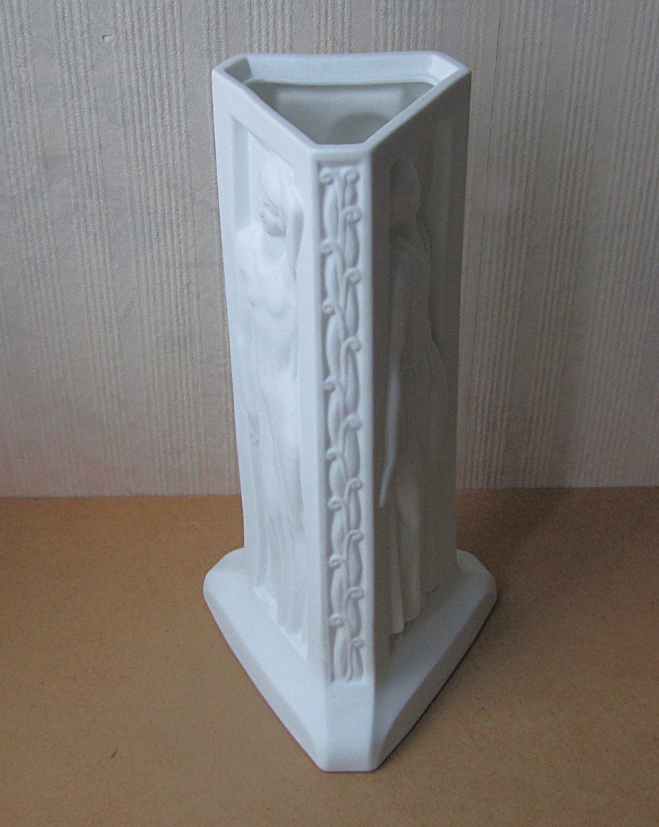 Porcelain Biscuit Lithophane Lamp Base Art Deco Women Night Light Spare Part.-photo-4