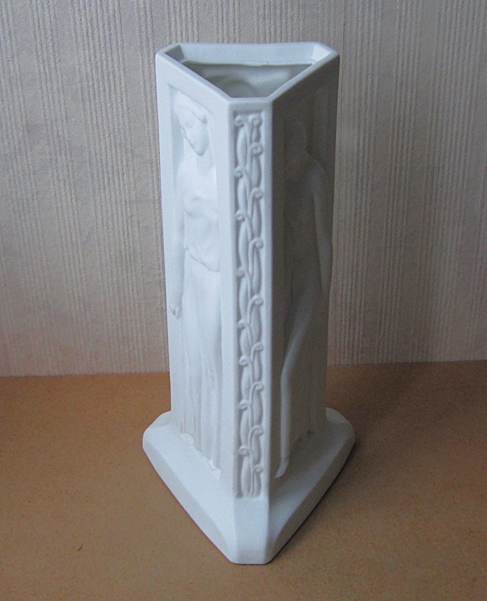 Porcelain Biscuit Lithophane Lamp Base Art Deco Women Night Light Spare Part.-photo-2