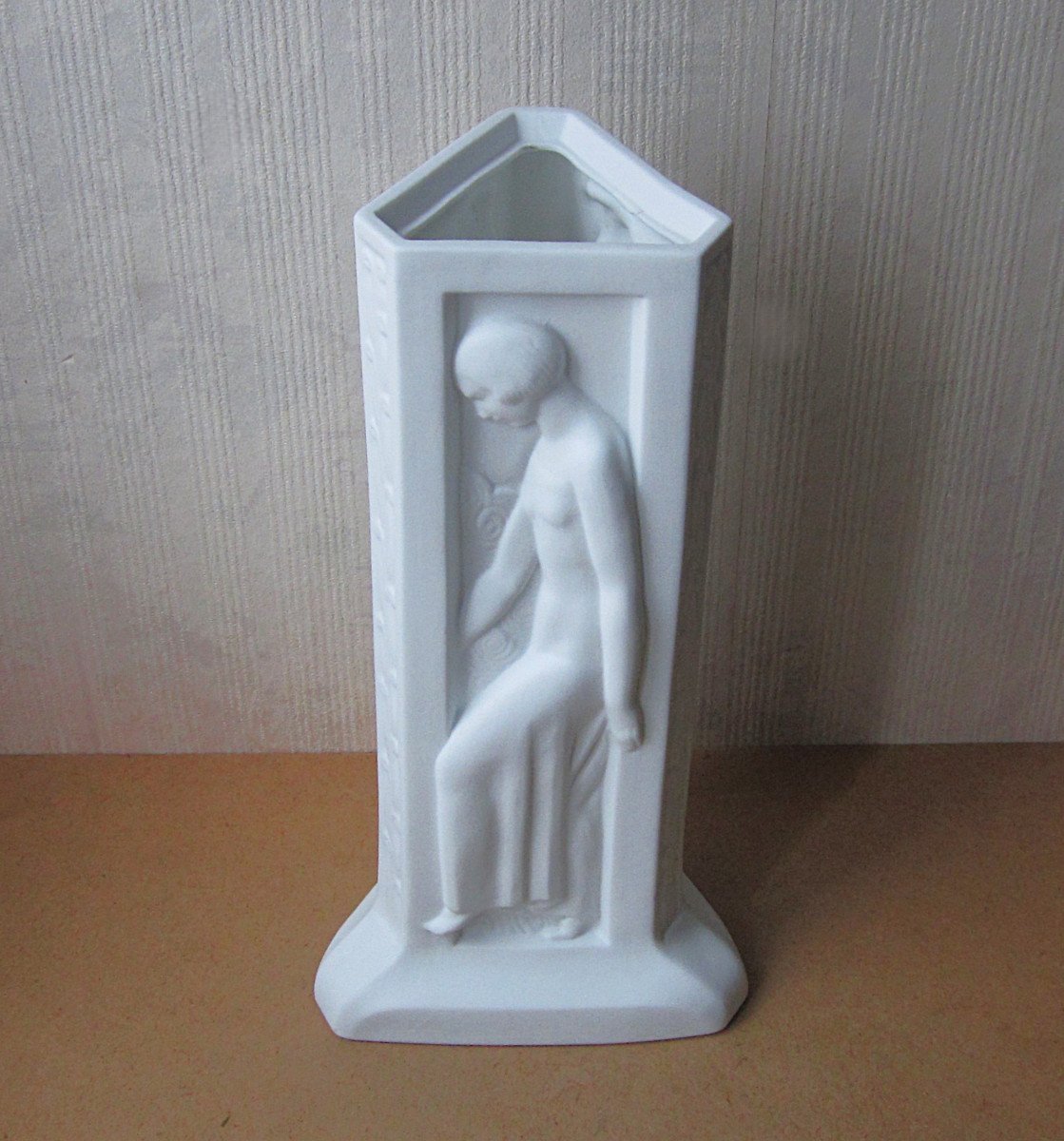 Porcelain Biscuit Lithophane Lamp Base Art Deco Women Night Light Spare Part.