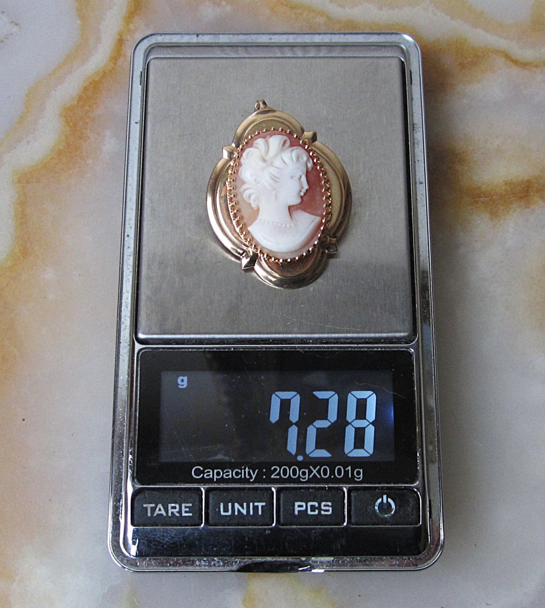 Very Beautiful 18k Gold Brooch 18 Carats Shell Cameo Can Be Worn As A Pendant 7 Grams-photo-2