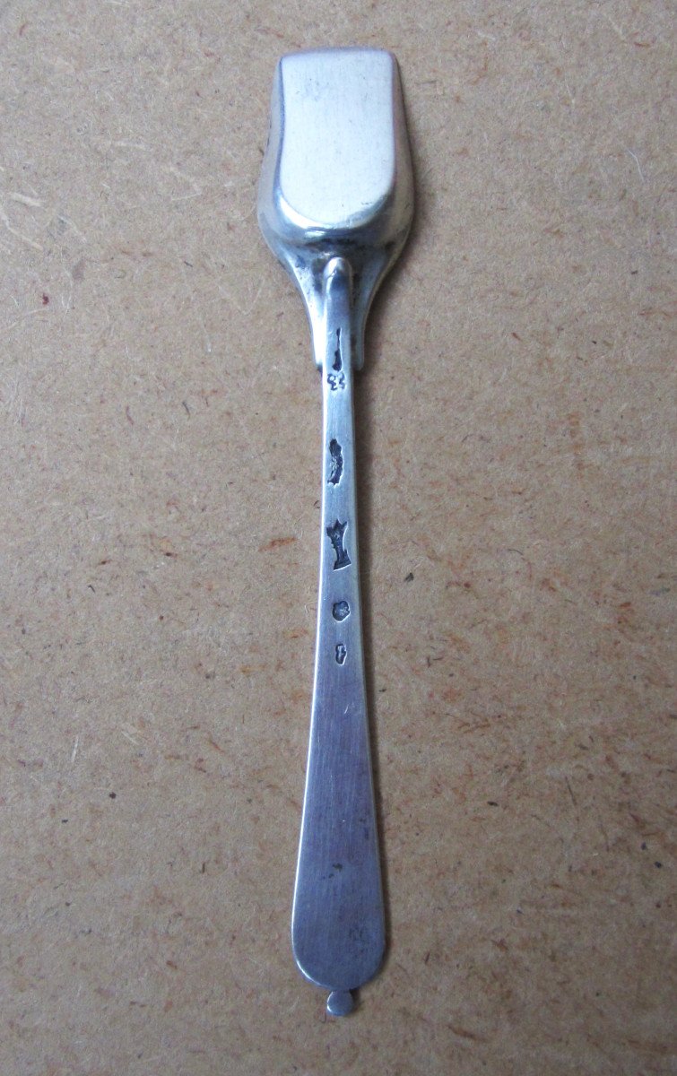 Small Salt Spoon Or Shovel In Solid Silver 18th Century Farmers General Bayonne?-photo-4