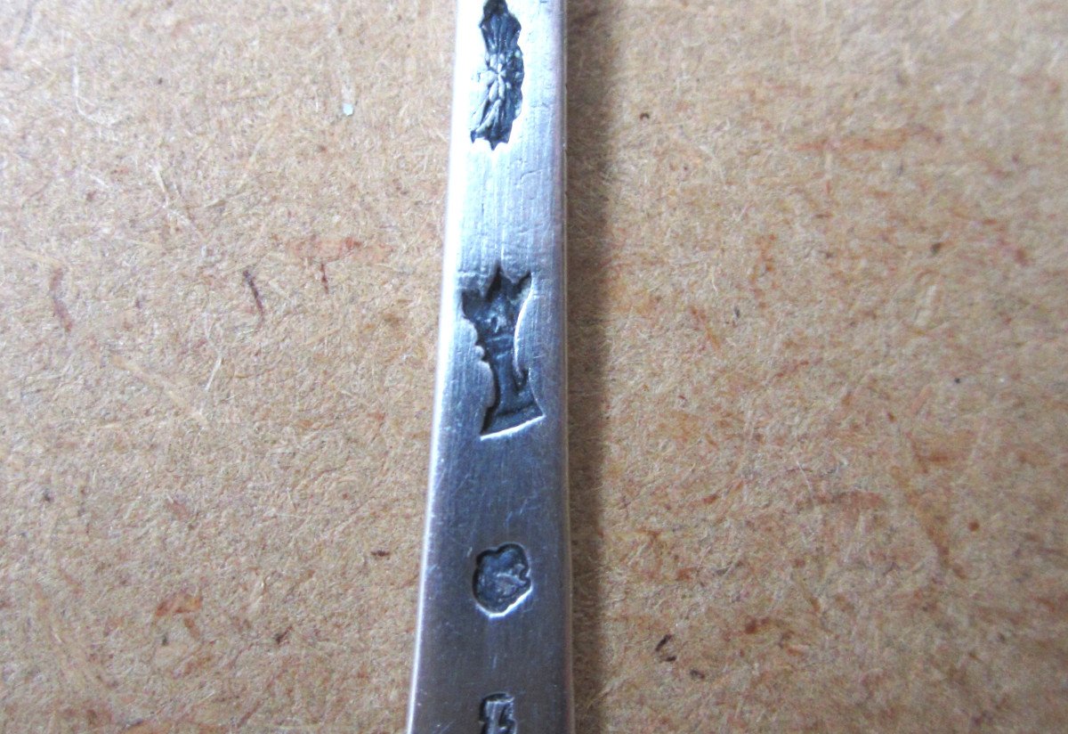 Small Salt Spoon Or Shovel In Solid Silver 18th Century Farmers General Bayonne?-photo-2