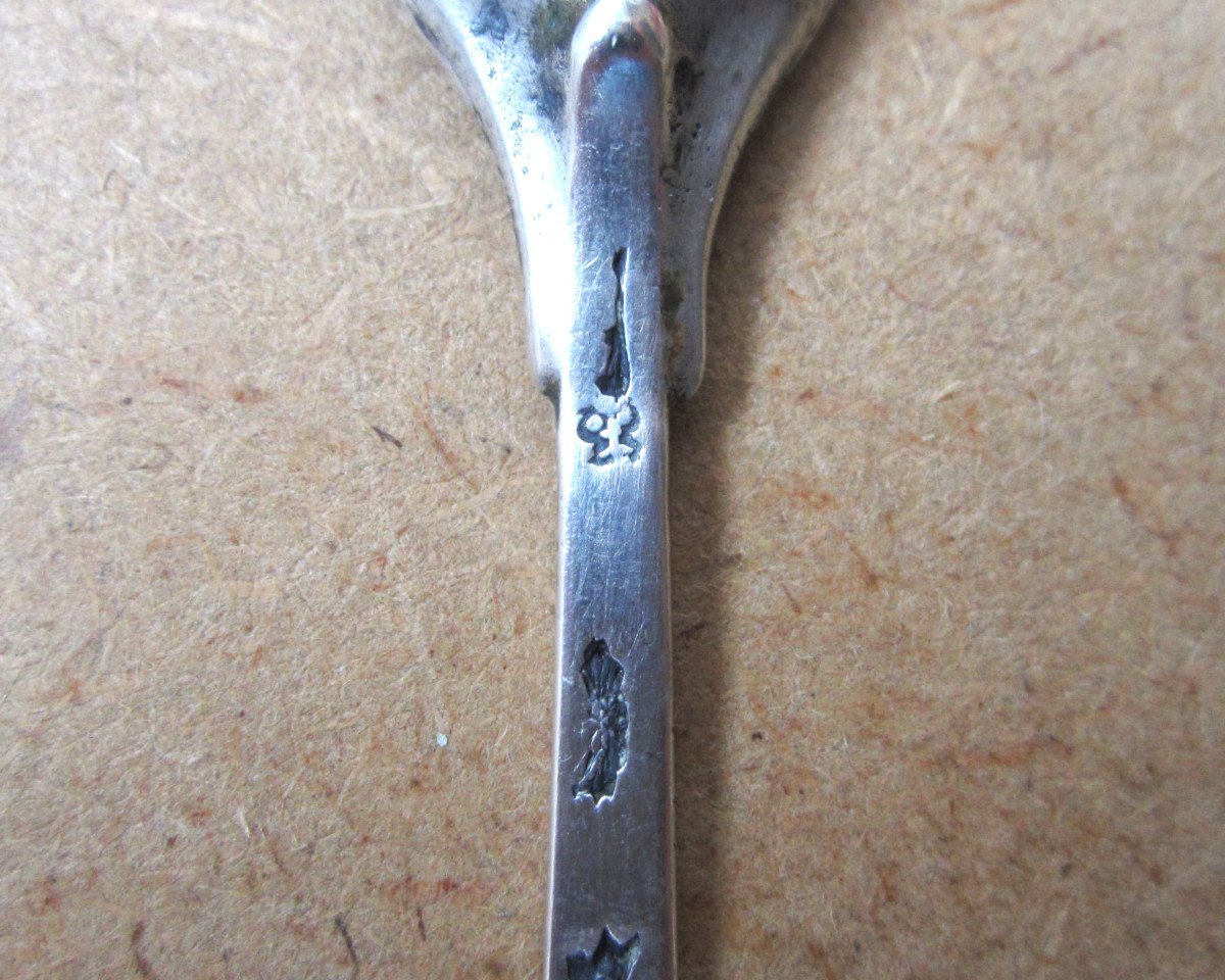 Small Salt Spoon Or Shovel In Solid Silver 18th Century Farmers General Bayonne?-photo-3